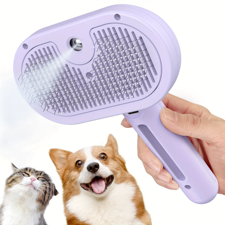 LIVEKEY Multifunctional Cat Steam Brush - USB Rechargeable Pet Grooming Tool for Shedding and Cleaning, Stainless Steel Bristles, Water-Activated, Dog Massager, Best Cat Hair Brush