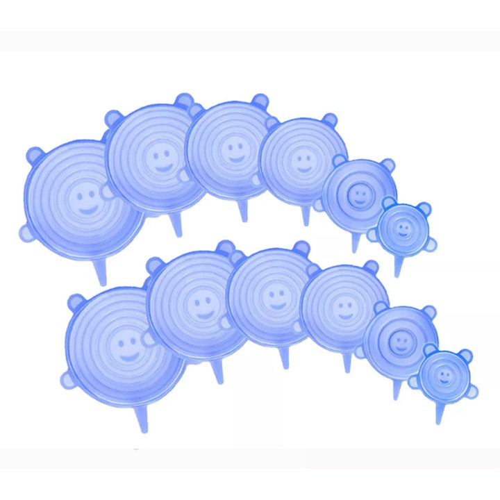 6/12pcs Reusable Silicone Stretch Lids - Multifunctional, Fresh-Keeping Covers for Food Bowls, Fruits & Veggies