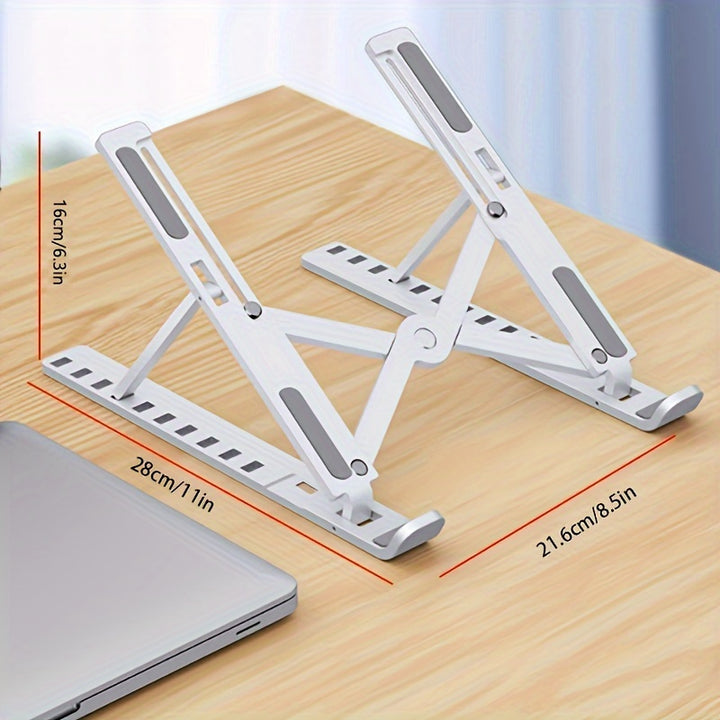 [Ten Levels Adjustable Laptop Stand] Laptop Stand Single Fork Folding Lift Cooling Base Desktop Tablet Portable Bracket Compatible With All Notebook ABS Material Ten Levels Adjustable