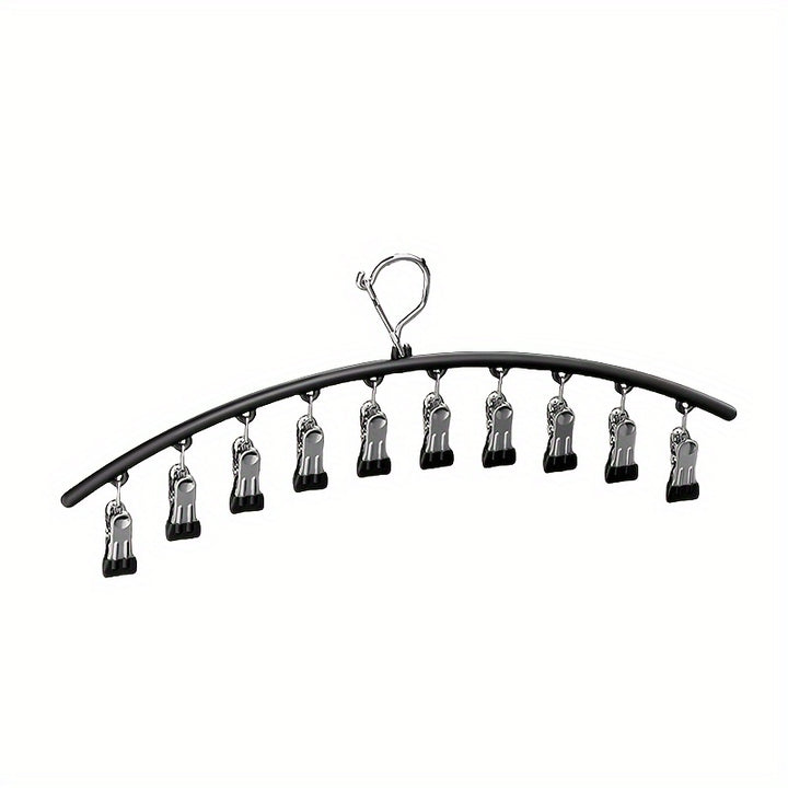 [1pc Curved Hanger for Yoga Pants] 1pc Space-Saving Curved Hanger for Yoga Pants and Leggings - Closet Organizer with 10 Clothespins and Rubber Coating for Dorm and Bedroom Wardrobe Storage