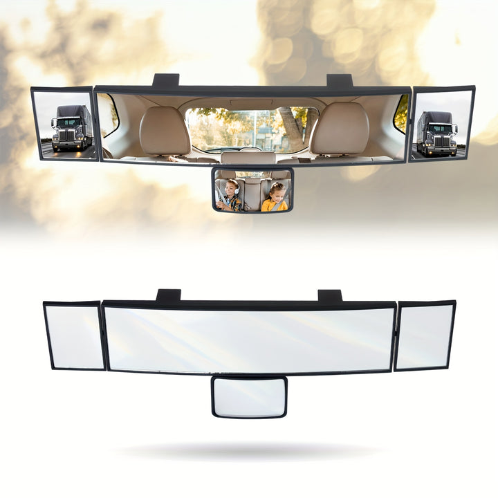 Quadruple Folding Foldable Car Mirror, Multifunctional Adjustable Swivelling Widen The Field Of View Mirror