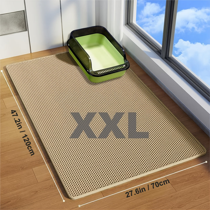 Extra-Large Double-Layer Cat Litter Mat Made of EVA Material, Designed to Prevent Splashes And Leaks, Keeping Litter Contained. It Is Non-Slip, Washable, Waterproof, Odor-Resistant, And Easy to Clean - Perfect for Litter Boxe