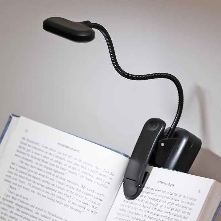 1pc Clip On Book Light, Battery Powered Flexible Hose Table Lamp, Desktop Small Reading Lamp, Portable Small Night Light For Room Decor