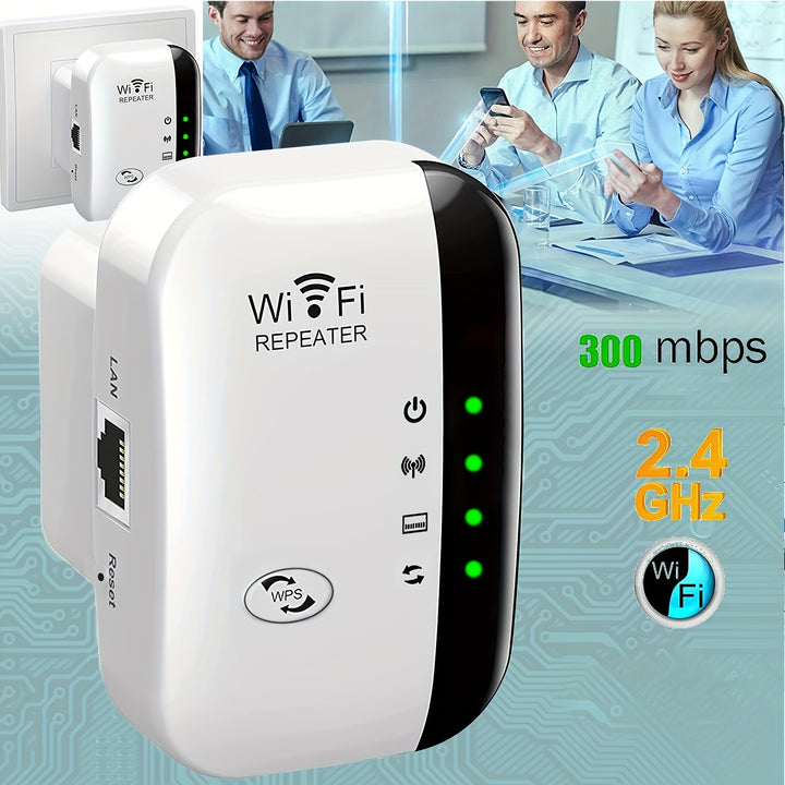 Ripetitore WiFi ad Alta Velocità - Aumenta la Copertura della Rete Wireless fino a 300Mbps, Ripetitore a Lunga Distanza con Antenne Integrate, Facile Installazione, Spina US per Uso Domestico e Ufficio