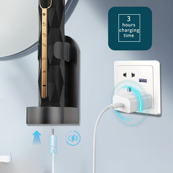 Acoustic Electric Toothbrush USB Rechargeable Couple Rechargeable Metal Shaft Adult Man And Woman Rechargeable Toothbrush Intelligent Timer 10 Replaceable Toothbrush Heads 5 Colors A Toothbrush Base A Portable Case