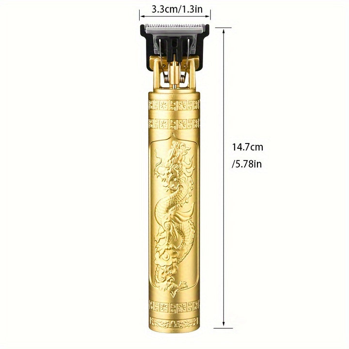 [Professional Hair Clipper] Rechargeable Professional Electric Hair Clipper Kit for Men - 1-Set, Dragon Design in Golden, Black, & Copper, 400mAh Lithium Battery, Ideal Father's Day Gift
