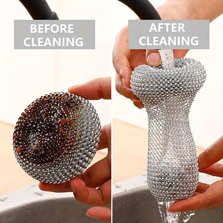 1pc Multi-Purpose Kitchen Cleaning Brush with Detachable Steel Scrubber - Gentle on Pots, Removes Oil Stains, Ideal for Dishes & Bathroom Surfaces