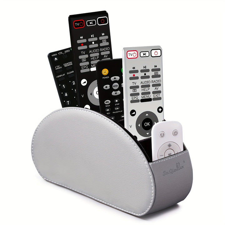 [5 Grid Partition Storage Box] Storage Box For SANQIAWNAN5 Grid Partition PU Remote Control Holder, Multifunctional Desktop Storage Box, Storage For TV Remote Control, Media Equipment Remote Control, Pen Holder, Brush Holder,
