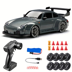 1:24 Remote Control Drift Car, 2.4Ghz 4WD Remote Control Car with Lights, Tires And Road Obstacle Tools, Best Birthday, Halloween, Christmas Gifts for winter