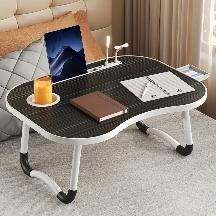 Portable Laptop Bed Table With Cup Holder, Multifunctional Tray Holder With Tablet Card Slot