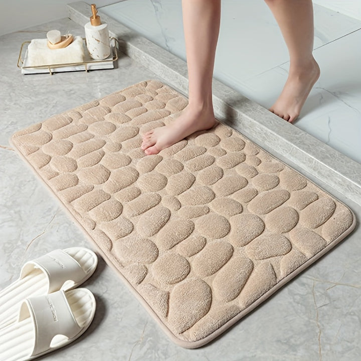 Coral Fleece Bath Rug, Non-Slip PVC Backing, Machine Washable, Low Pile, Flat Woven, Oblong Shape, 450gsm - Soft Comfort Bathroom Mat with Excellent Absorbency