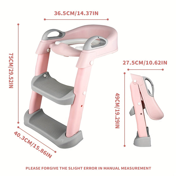 Children'S Toilet Ladder, Portable Toddler Toilet Seat, Seat With Step Stool Ladder & Soft Cushioned Seat, Collapsible Toilet Auxiliary Toilet Ladder