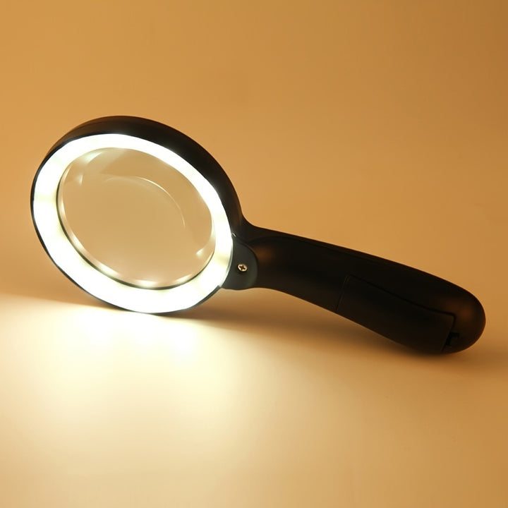 Lentille de grossissement à main 10X - Loupe éclairée par 12 LED pour la lecture, la réparation, les pièces, les personnes âgées
