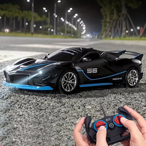 Voiture de course RC Drift à grande vitesse avec lumières LED - Télécommande, jouet en rouge/bleu/noir - Cadeau de vacances idéal