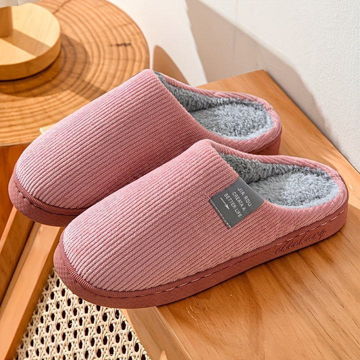 Cozy Plush-Lined Winter Slippers for Couples - Non-Slip, Thick Sole Indoor Shoes with Soft Fabric Lining