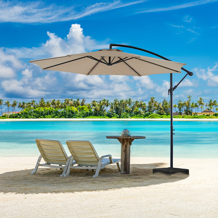 9 FT Outdoor Umbrella, Outdoor Furniture, Patio Table Umbrella With Push Button Tilt And Crank, Pool Beach Yard Umbrella For Commercial & Residential With 8 Sturdy Ribs