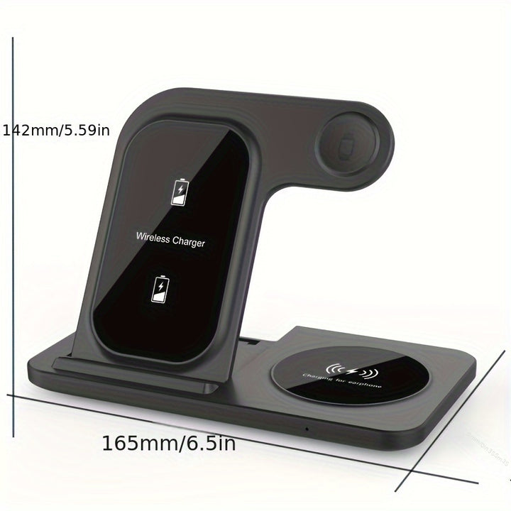 MINGMAI 3-in-1 Fast Wireless Charger Stand with USB Connector, Lightweight Design, Compatible with iPhone 14/13/12/11 Pro MINI MAX XS 8 Plus, Apple Watch Series 8/7/6/SE/5/4/3/2, AirPods 3/2/Pro - Ideal for Home & Office Use