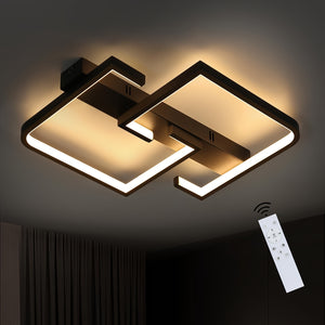 Lumière de plafond LED moderne 35W, luminaire en métal dimmable avec abat-jour en aluminium, montage semi-encastré avec télécommande pour salon, chambre, salle à manger, bureau - Éclairage électrique câblé 220V