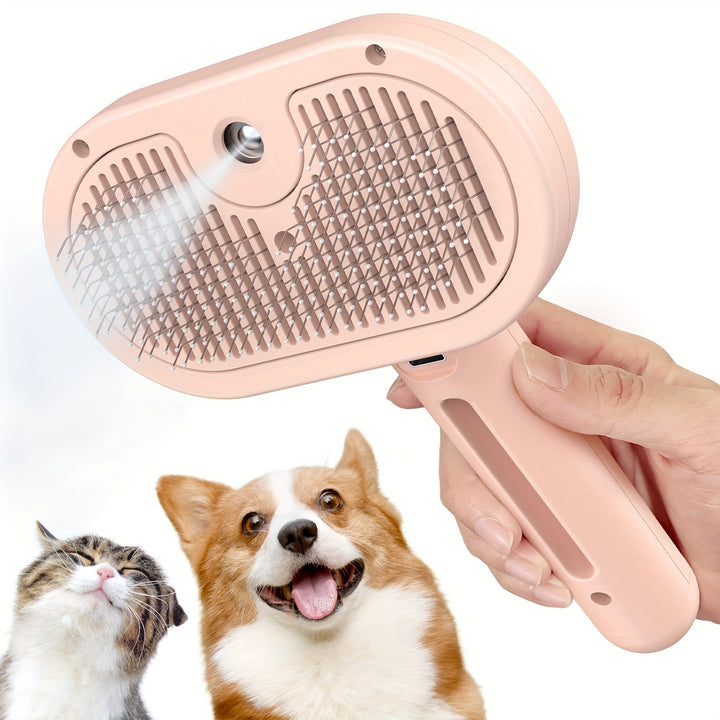 LIVEKEY Multifunctional Cat Steam Brush - USB Rechargeable Pet Grooming Tool for Shedding and Cleaning, Stainless Steel Bristles, Water-Activated, Dog Massager, Best Cat Hair Brush