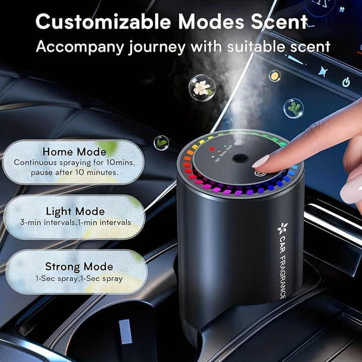 1pc Smart Car Air Freshener with Star Projector, Soundwave technology Diffuser, 3 Modes Auto On/Off, 1.69oz Refillable Natural Scent, Nightlight Feature, USB Powered, Essential Oil Compatible, Long-Lasting Fragrance up to 135