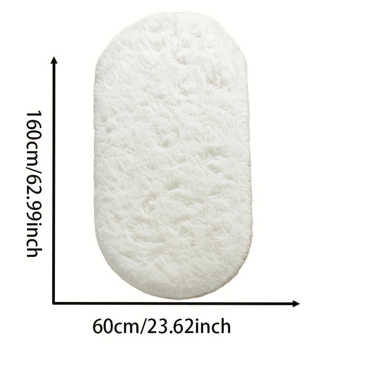 Oval Bedside Rug for Bedroom, End-of-Bed Mat, Living Room Coffee Table Mat