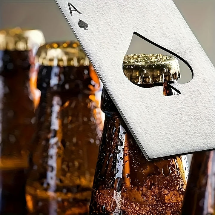 Spade Slice Card Beer Soda Corkscrew - Creative Playing Card Shape Corkscrew. Stainless Steel Bottle Picker.