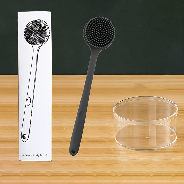 The Long -handed Silicone Bathing Brush In Line With Ergonomics -soft, Non -irritating Bristles, Deep Cleaning And Mild Massage, Sterile, Easy To Clean, Enhanced Soap Or Gel Produce Foam, Suitable For All Skin Types Of Durabi