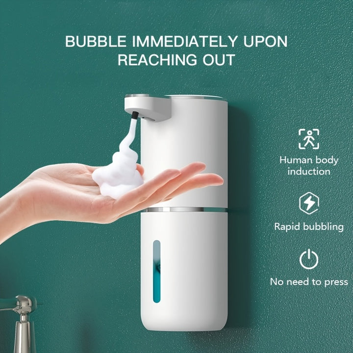 380mL Automatic Soap Dispenser with Touchless Sensor - Wall-Mounted, USB Rechargeable, Black Plastic Soap Dispenser for Bathroom, Kitchen, and Bathroom, Bathroom Soap Dispenser|Modern Soap Dispenser|Durable Plastic