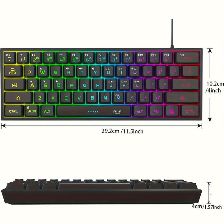 MageGee TS91 Mini 60% Gaming/Office Keyboard, Keycap Type Wired RGB Backlit Compact Computer Keyboard For Windows/Mac/Laptop