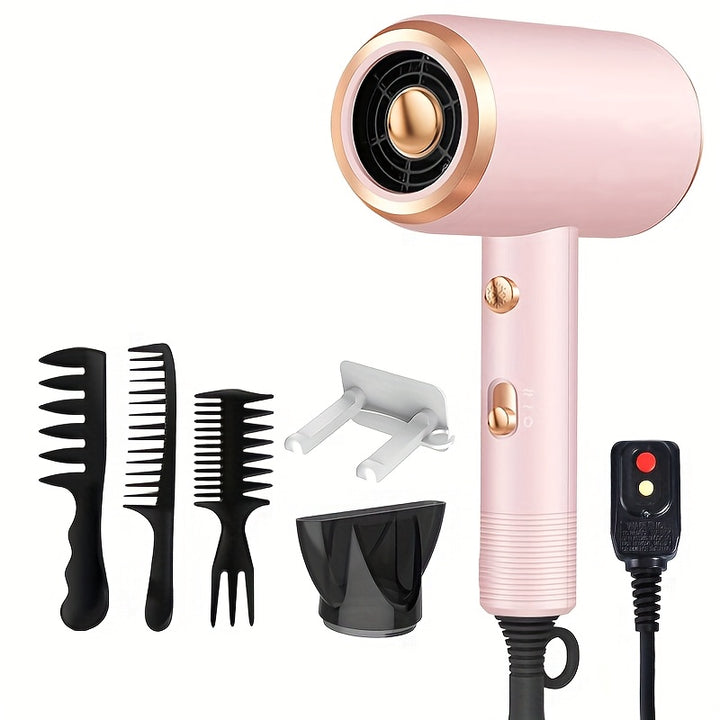 [Ionic Hair Dryer] 1800W Ionic Hair Dryer with Diffuser | 2 Speeds, 3 Heating and Cooling Buttons | For Straight and Curly Hair | Home, Travel, and Salon Use