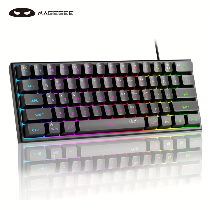 MageGee TS91 Mini 60% Gaming/Office Keyboard, Keycap Type Wired RGB Backlit Compact Computer Keyboard For Windows/Mac/Laptop