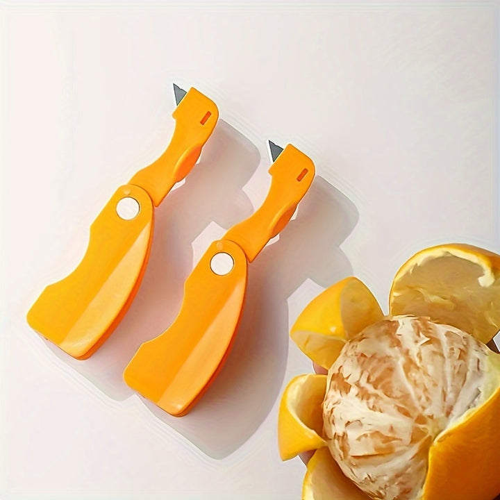 1/2pcs, Orange Peeler, Plastic Orange Peeler, Simple Lemon Peeler, Grapefruit Peeler, Creative Cutter, Orange Peeler Tool with Folding Handle, Fruit Peeler, Vegetable and Fruit Tools, Kitchen Gadgets