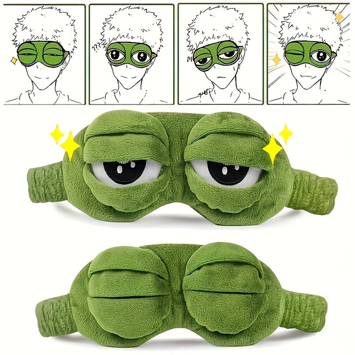 1 Cute Frog Cartoon Sleep Mask - Soft & Comfortable Stretch Eye Mask for Napping, Traveling & Resting - Battery-Free, Electricity-Free, Perfect for Youngsters & Adults