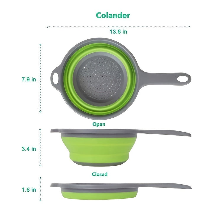 Collapsible Sink Funnel Filter, Retractable Handle - Easy to Clean, Space-Saving for Vegetables and Fruits