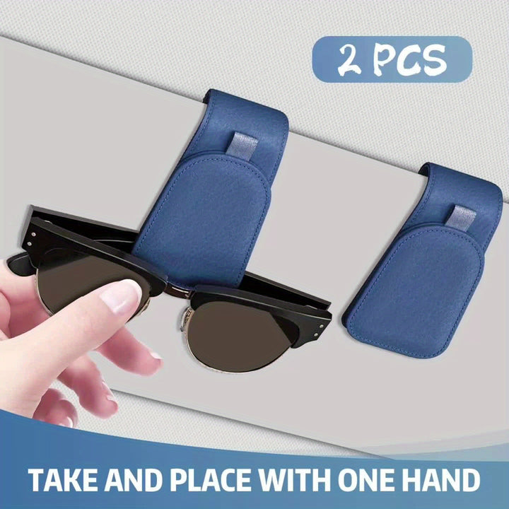 [Magnetic Sunglass Holder] 2pcs Magnetic Cloth Sotfamily Sunglass Holder for Car Visor, Glasses Clip