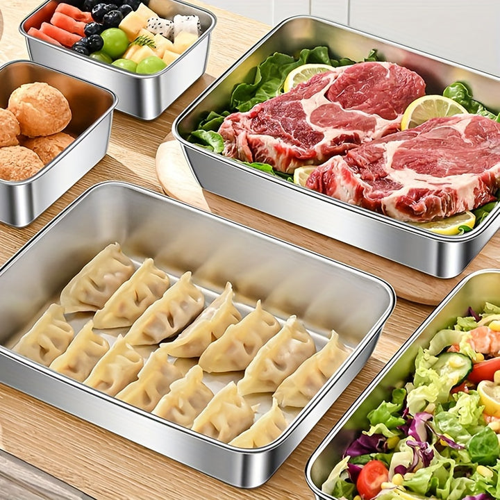 2/3 Sets of Leak-Proof Stainless Steel Food Storage Containers - BPA Free, Reusable and Stackable, Durable Airtight Kitchen Fruit, Meat, Vegetable Storage Containers - Easy to Clean, Modern Design, Perfect for Dining Room, Re