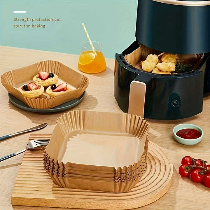 30/100 Pcs Non-Stick Air Fryer Liners - Easy Cleanup, Healthy Cooking, Single Sheets for Baking, Roasting & Microwaving - Ideal for Home & Commercial Kitchen