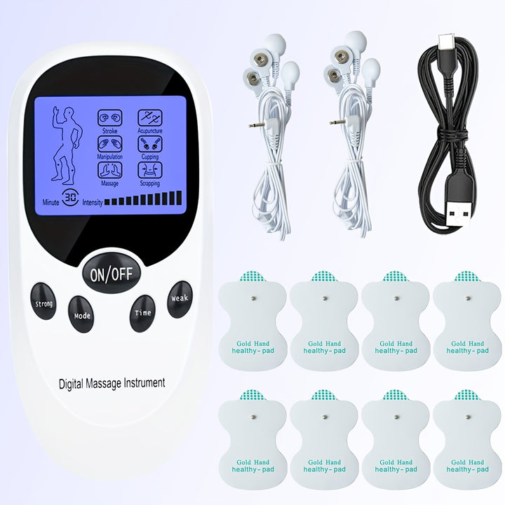 CESLIFF TENS + EMS Dual Channel Muscle Therapy Pulse Massager With 8 Electrodes Relieves Shoulder, Shoulder And Back Pain, Knee Muscle Injury Recovery, Portable Design, Best Gift For Friends And Family