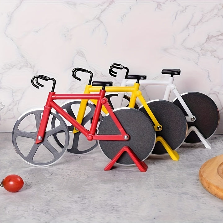 1pc Creative Bicycle-Shaped Pizza Cutter with Dual Stainless Steel Wheels - Easy-Clean, Stand-Up Design for Pizza, Bread & Dough Cutting - Ideal Gift for Pizza Lovers & Cyclists