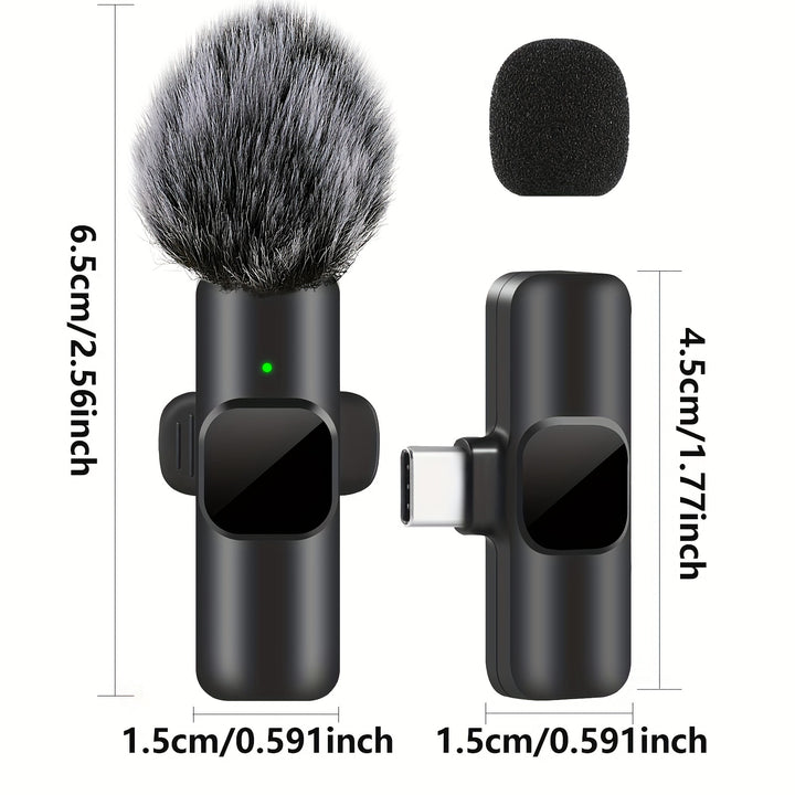 SENWUKO Compact Wireless Lavalier Mic - USB-C Clip-On Recording System for Smartphones & Laptops, Ideal for Vlogging, Live Streaming & Interviews