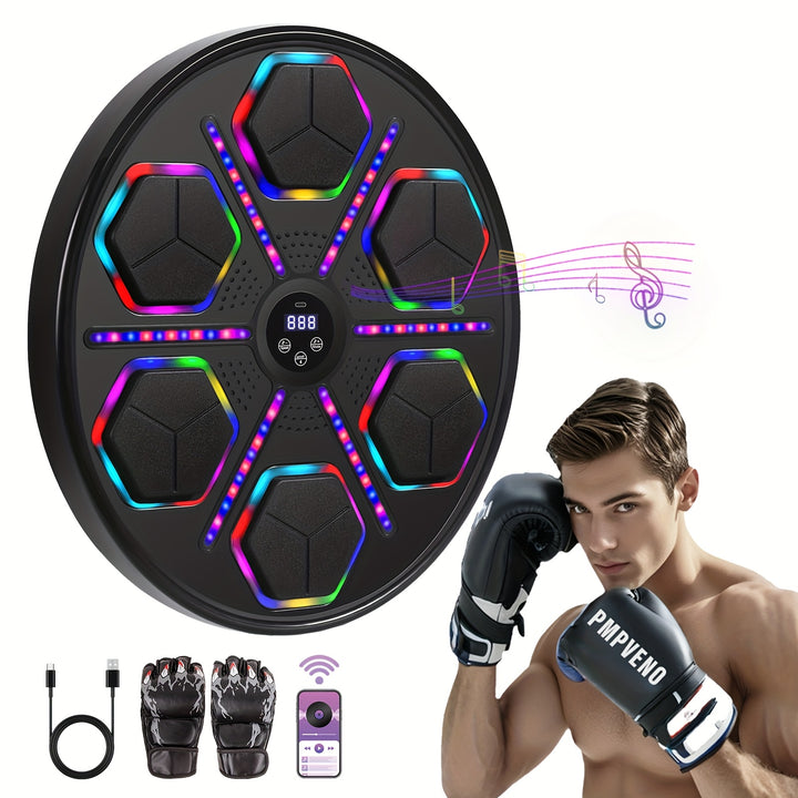 Objetivo de Boxeo Electrónico Inteligente - Máquina de Boxeo Musical Mejorada para Adultos con Guantes de Boxeo, Equipo de Golpeo de Fitness Montado en la Pared para Uso en Casa, Interior y Gimnasio