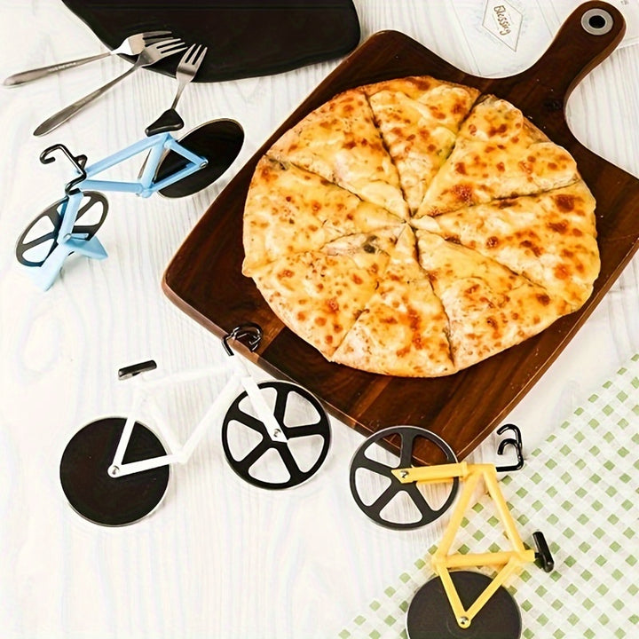 1pc Creative Bicycle-Shaped Pizza Cutter with Dual Stainless Steel Wheels - Easy-Clean, Stand-Up Design for Pizza, Bread & Dough Cutting - Ideal Gift for Pizza Lovers & Cyclists