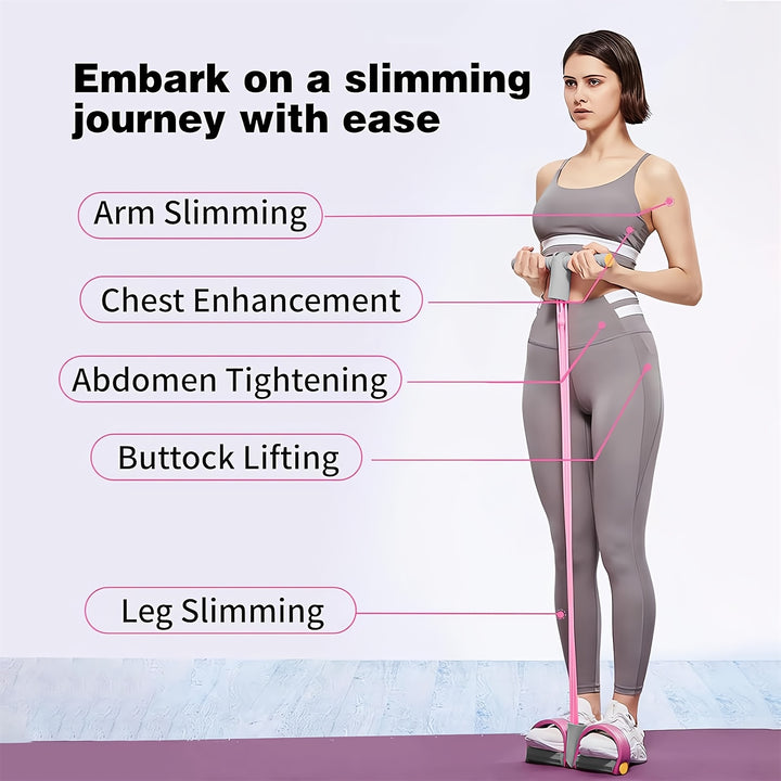 Pedal Resistance Band Exercise Pull Rope - Portable Home Gym Sit-up Puller & Tummy Trimmer with Non-slip Foot Pedals Full-body Training: Arms, Biceps, Triceps