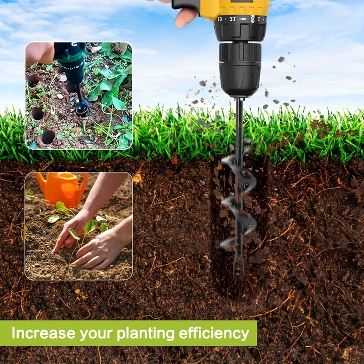 1pc Solid Steel Shaft Spiral Drill Bit, 3/8" Hex Drive Garden Plant Auger Drill Bit, Black Hex Driver Drill, Cement Board Drill, Planter, Hex Bit Organizer