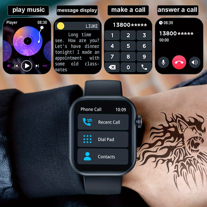 Chic Women's Smartwatch with Call & Text - 1.83" HD Touchscreen, Wireless Connectivity, Silicone Band, Fashionable Square Design for Android & for iPhone