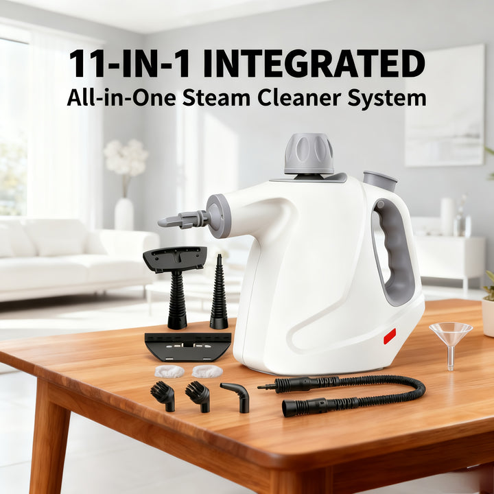 1pc 1050W Handheld Steam Cleaner | 12 Brush Heads, Fast Heat-Up, Chemical Free, Lightweight & Portable, Large 11.83oz Water Tank, Metal & Plastic, Us Plug, Versatile for Home, Car, Floor & Furniture