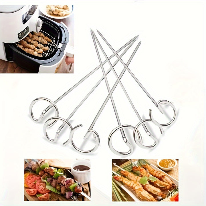 10 Pcs Air Fryer Stand-Up Skewers: Food Grade Stainless Steel, Thick, BBQ Kebab Sticks for Air Fryer and Oven