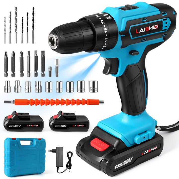 Rechargeable Drill 28V Lithium Electric Drill Electric Tool Package Electric Screwdriver Screwdriver Machine Hand Electric Drill