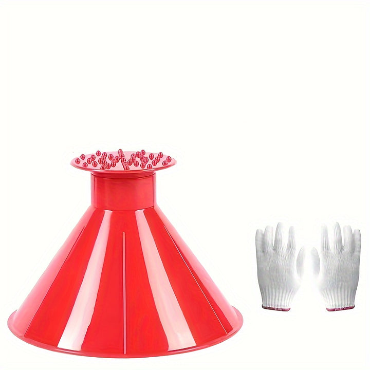 1pc Car Window Windshield Magic Ice Scraping Tool Kit - Includes Oil Funnel Snow Shovel, 1 Pair Insulated Gloves, and Efficient Winter Car Accessories for Easy Snow Removal