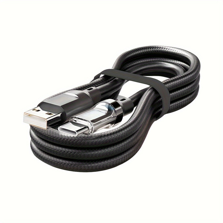 Cable de carga USB tipo C ultrarrápido de 120 W OOZCC con indicador de alimentación LED - PVC/nylon duradero, forma redonda